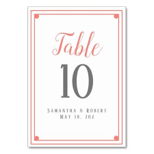Coral Frame Wedding Reception Table Number Card Zazzle Com Wedding Reception Tables Table Number Cards Card Table Wedding