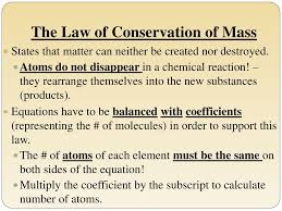 The two sides of the equation must be present on the reactant and product sides of the equation in a complete chemical equation. The Law Of Conservation Of Mass Ppt Download