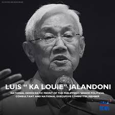Luis Jalandoni, senior political consultant and executive committee member  of the National Democratic Front of the Philippines (NDFP), has died at the  age of 90, the Communist Party of the Philippines announced