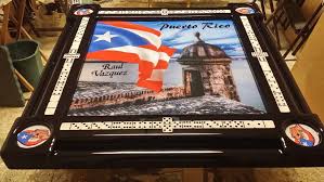 Puerto Rican Flag And Morro Domino Tables By Art Personalized With Your Name Domino Table Domino Art Domino