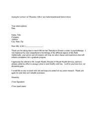 Here is a sample of what an interview thank you letter should look like Fillable Online Eapcslc Nd Sample Letter Of Thanks After An Informational Interview Eapcslc Nd Fax Email Print Pdffiller
