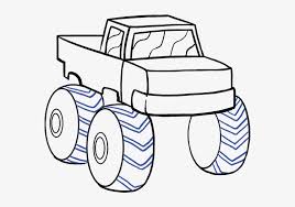 Next, draw a smaller rectangle near the top front of the larger rectangle for the cab, and make sure the side nearest to the front of the truck is slanted so it looks a windshield. How To Draw Monster Truck Truck Drawing Easy Step By Step Free Transparent Png Download Pngkey