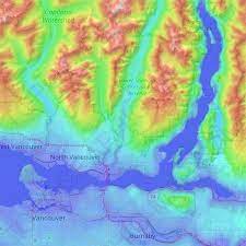 Elevation Map North Vancouver District Of North Vancouver Topographic Map, Elevation, Relief
