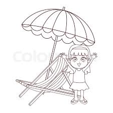 You can download the cartoon umbrella cliparts in it's original format by loading the clipart and clickign the downlaod cartoon of a black and white umbrella royalty free vector clipart by. Summer Kids Girl With Sunchair And Stock Vector Colourbox
