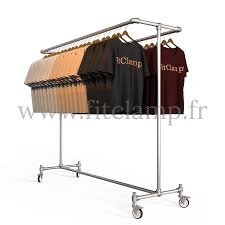 Porte Vetements Double Largueur Portant Vetement Agencement Magasin Portes