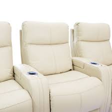 Seatcraft Solstice Leather Home Theater Seating With Power Lumbar Recline And Headrest Row Of 4 Cream You Coul Home Theater Seating Theater Seating Recliner