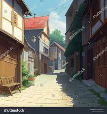Village Street Illustration Alley Anime Manga Stock Vector (Royalty Free)  2272165041 | Shutterstock