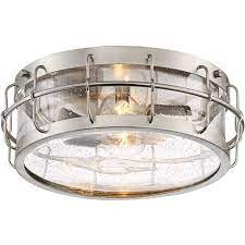Mini pendants and flush mount lights in various finishes. Possini Euro Design Industrial Ceiling Light Flush Mount Fixture Satin Nickel 13 1 4 Wide 2 Light Clear Seeded Glass Drum Kitchen Target