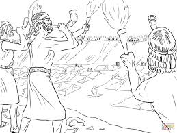Gideon Soldiers With Trumpets And Torches Coloring Page Free Printable Coloring Pages Sunday School Coloring Pages Bible Coloring Pages Bible Coloring