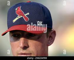 St Louis Cardinals' Mike Matthews wears the initials of teammate Darryl  Kile