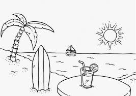 50 Gambar Sketsa Lukisan Pemandangan Alam Hitam Putih Yang Indah In 2020 Beach Coloring Pages Summer Coloring Pages Coloring Books