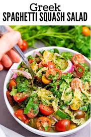 Greek Spaghetti Squash Squash Salad Clean Dinner Recipes Greek Spaghetti