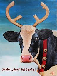 Christmas Cow Painting By Laura Carey Learn how to paint your very own christmas cow with this online step by step acrylic painting tutorial for beginners.