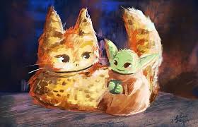 Had To Draw Him Again Here S A Baby Yoda Hanging Out With A Star Wars Cat Lothcat Starwarsrebels Star Wars Tattoo Art Reference Photos Star Wars Universe