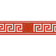 What are the shipping options for grey wallpaper borders? Versace Wallpaper Border Greek Metallic Red White Wall Art Com