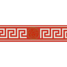 Chesapeake albert grey chess wallpaper border sample. Versace Wallpaper Border Greek Metallic Red White Wall Art Com