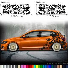 Vw Polo Volkswagen Aufkleber Seitenaufkleber Car Tattoo Pixel Matrix Xl Dekor Set Aufkleber Auto Aufkleber Autofolierung