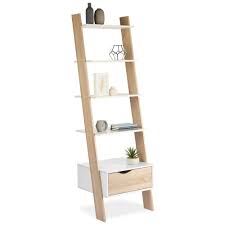 This simple and simple shelf can be made with half a high wooden ladder. Vonhaus Ladder Bookcase Scandinavian Nordic White And Light Oak Effect Bookshelf 5056115716454 Ebay