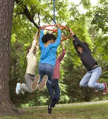 People may take turns between riding and spinning. Orb It Spinning Ring In Outdoor Play Toys Kids Swing Backyard For Kids Kids Outdoor Play