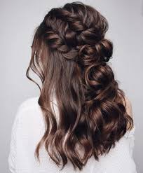 Wedding hairstyle for long hair another flower child/boho look for the blushing bride is this half updo featuring long hair coiled in a half updo with a thick braid to secure it in place. 27 Gorgeous Wedding Hairstyles For Long Hair For 2021