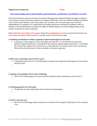 Chapter 8 mendel s experiments and heredity human biology. Monohybrid Cross Problem Set