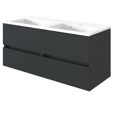 Waschtisch samt unterschrank selber bauen auch den sockel bauen sie selbst aus wasserfestem sperrholz oder aus osb verlegeplatte. Doppel Waschtisch Unterschrank Waschplatz Auszuge Badschrank 120 Cm Grau Matt Ebay