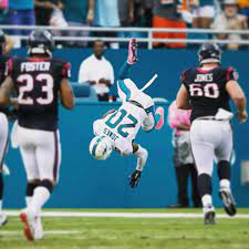Strong Safety Reshad Jones Does A Flip After Running Back An Interception For A Touchdown After Running Jones Miami Dolphins