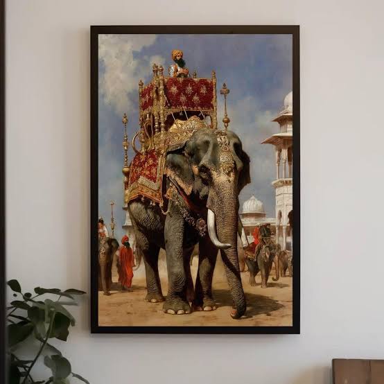 Buy Royal Indian King on Elephant Canvas Print, Rajasthani Style Wall Art Online in India - Etsy