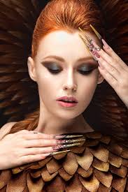 Phoenix Girl, Wolf and Crow with Fire and Flames, Fantasy Art, Generated  Stock Image