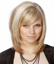 Medium Straight Light Champagne Blonde Hairstyle with Side Swept Bangs and  Light Blonde Highlights