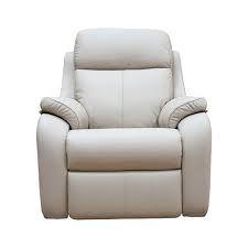 The rolled corrected grain white leather provides cushioned comfort and the stainless steel. G Plan Kingsbury Power Recliner W H Headrest Lumbar