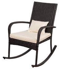 Better Homes Gardens Heritage Outdoor Wicker Rocking Chair With Beige Cushion Walmart Com Outdoor Wicker Rocking Chairs Wicker Rocking Chair Rocking Chair Cushions