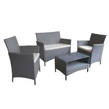 Producto importado de excelente calidad. Juego De Jardin Mesa Sillon 2 Cuerpos 2 Sillones 1 Cuerpo Rattan Ollie Gris