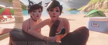 Dva & Tracer double blowjob on the beach [BLACKED] [QoS]