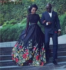 2 Piece Prom Dresses For Black Girls Janevini 2019 Black Girls Prom Dresses Plus Size Woman Floral Long Sleeve Two P Prom Dresses Long With Sleeves Prom Dresses With Sleeves Prom Dresses Two Piece