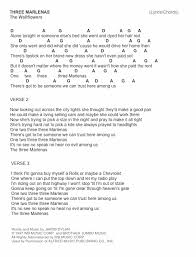 Three Marlenas By The Wallflowers Chords Cheat Sheet Lyrics Lyrics And Chords Guitar Songs For Beginners Easy Guitar Songs