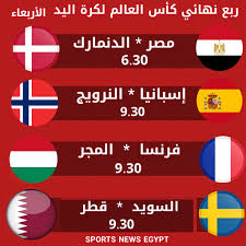 برشلونة ينظم مباراة ودية مع مانشستر سيتي إستعداد للموسم الجديد. Sports News Egypt Ø±Ø³Ù…ÙŠØ§ Ø¬Ø¯ÙˆÙ„ Ù…Ø¨Ø§Ø±ÙŠØ§Øª Ø§Ù„Ø¯ÙˆØ± Ø±Ø¨Ø¹ Ù†Ù‡Ø§Ø¦ÙŠ Ù„Ø¨Ø·ÙˆÙ„Ø© ÙƒØ£Ø³ Ø§Ù„Ø¹Ø§Ù„Ù… Ù„ÙƒØ±Ø© Ø§Ù„ÙŠØ¯ Ù…ØµØ± Ø§Ù„Ø¯Ù†Ù…Ø§Ø±Ùƒ Ø¥Ø³Ø¨Ø§Ù†ÙŠØ§ Ø§Ù„Ù†Ø±ÙˆÙŠØ¬ ÙØ±Ù†Ø³Ø§ Ø§Ù„Ù…Ø¬Ø± Ø§Ù„Ø³ÙˆÙŠØ¯ Ù‚Ø·Ø± Facebook