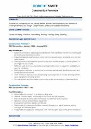construction foreman resume samples