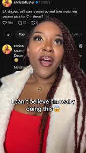 If you’re single in LA and want to take pics tomorrow, pull up 😬 Partiful  🔗 in bi0 #singlelife #LA #ChristmasPics #MatchingPJs #Strangers