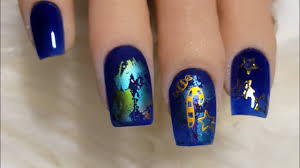 Diseños de uñas acrilicas sencillas para niñas. Unas Acrilicas Cortas Diseno Navideno En Azul Youtube