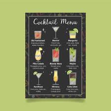 Customize this design with your video, photos and text. Free Vector Cocktail Menu Template