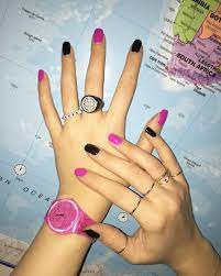 54 Nails Pink Nail Art Designs Click Here For Larger Image Pink Nails Black Nails Squoval Nails Matte Na Pink Nail Art Designs Pink Nail Art Squoval Nails