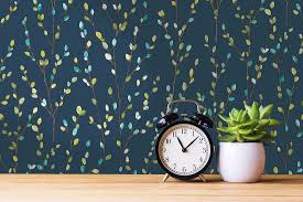 Round tablecloth daisies yellow white floral pattern small calico cotton sateen. Wallpaper Jolivel Dark Blue Wallpaper From The 70s
