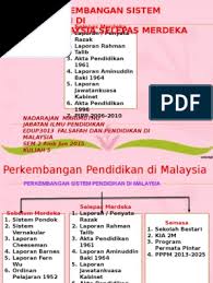 Kualitas pendidikan di indonesia masih dikategorikan rendah jika dibandingkan negara berkembang lain di asean seperti malaysia, thailand dan filipina. Sistem Pendidikan Selepas Merdeka