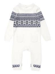 The button detail is perfect for your little babes. Baby Boys Cream Fairisle Romper Suit 0 24 Months Tu Clothing