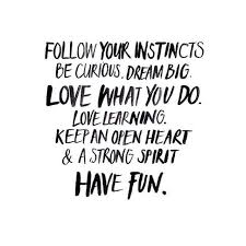 Follow Your Instincts Be Curious Keep An Open Heart Love Learning Have Fun Live Life Words Words Quotes Inspirational Words