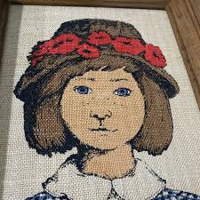 Vintage Kay Dee Hand Prints Pure Linen Framed Pair Boy Girl Sailor Mid  Century