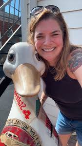 My Grandma's goose “Lucy” is ready for some football! 🏈💙🤍