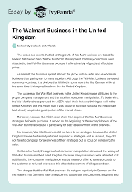 The Walmart Business in the United Kingdom - 913 Words | Case Study Example