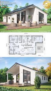 Moderner Bungalow Haus Grundriss Ebenerdig Mit Satteldach Bauen 130 Qm Gross 4 Zimmer In 2020 Haus Haus Grundriss Bungalow